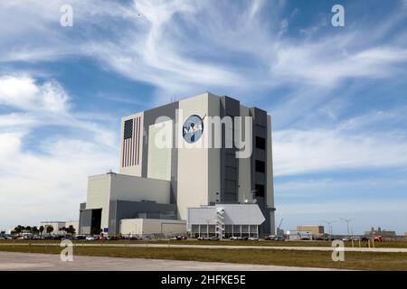 Il Vehicle Assembly Building, presso il Kennedy Space Center della NASA, Merritt Island, Florida, USA Foto Stock