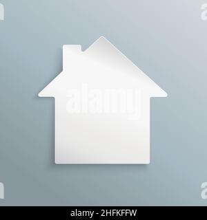 Infografica disegno bianco casa carta icona su sfondo blu grigio. Simbolo dell'Amore perfetto. Illustrazione vettoriale. File vettoriale EPS 10. Illustrazione Vettoriale