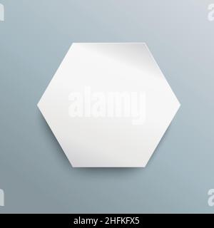 Pittogramma a nido d'ape o esagonale in carta bianca disegno infografico su sfondo grigio blu. Illustrazione vettoriale. File vettoriale EPS 10. Illustrazione Vettoriale