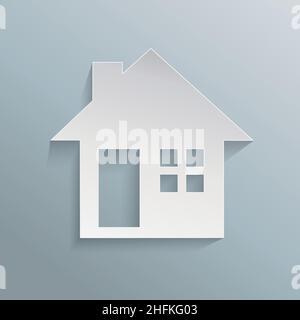Casa bianca disegno infografico su sfondo grigio blu. Illustrazione vettoriale. File vettoriale EPS 10. Illustrazione Vettoriale