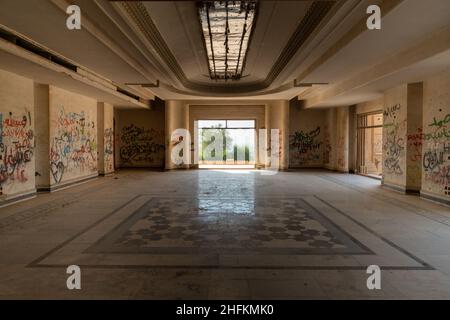 Palazzo abbandonato di Saddam Hussein a Babilonia, Iraq Foto Stock