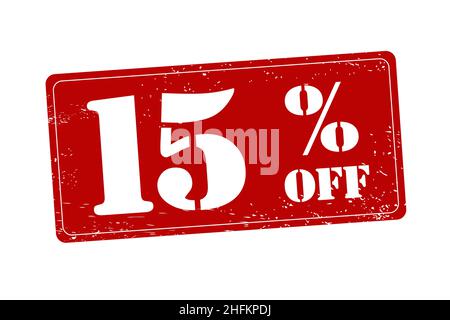 15% di sconto - shopping affare timbro gomma. Illustrazione del timbro vettoriale. Illustrazione Vettoriale