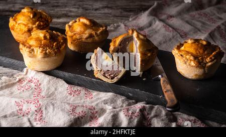 Torte di maiale artigianali Foto Stock