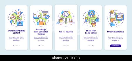 Come creare fiducia sulla schermata dell'app mobile onboarding dei social media Illustrazione Vettoriale