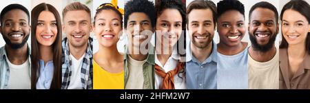 Raccolta di ritratti di persone diverse con gruppi di persone diverse Foto Stock