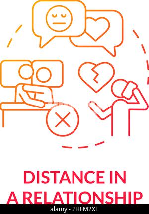 Distanza nella relazione icona di concetto di gradiente rosso Illustrazione Vettoriale