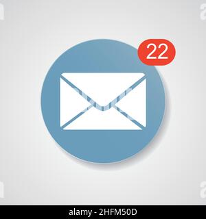 Icona dei nuovi messaggi in arrivo con notifica. Busta con messaggio in arrivo. Illustrazione vettoriale. File vettoriale EPS 10. Illustrazione Vettoriale