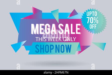 vendita banner mega vendita questa settimana solo -70 negozio ora origami stile vendita banner Illustrazione Vettoriale