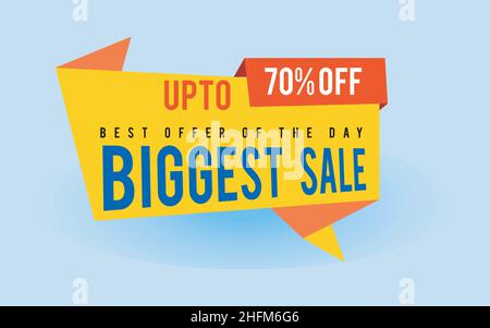 offerta speciale banner vendita più grande. fino a 70. banner vendita stile origami migliore offerta, offerte speciali oggi. Illustrazione Vettoriale