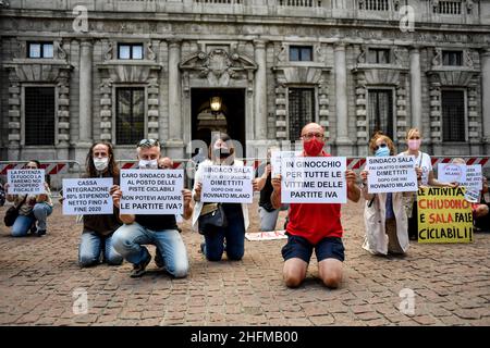 Claudio Furlan - LaPresse 17 Giugno 2020 Milano (Italia) Notizie di ristoratori e proprietari di ristoranti protestano per la crisi economica nel comune di Milano Foto Stock