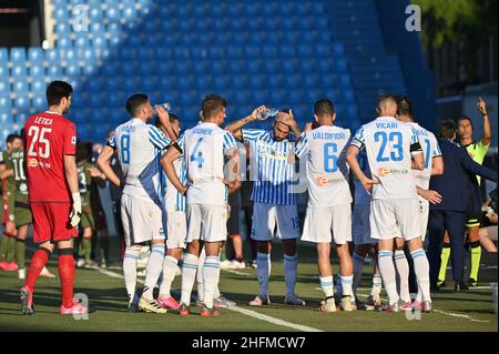 Massimo Paolone/LaPresse 23 giugno 2020 Ferrara, Italia sport soccer Spal vs Cagliari - Campionato Italiano Calcio League A TIM 2019/2020 - Stadio Paolo Mazza nella foto: SPAL cooling break Foto Stock