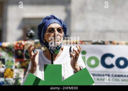 Cecilia Fabiano/LaPresse Giugno 25 , 2020 Roma (Italia) Notizie dimostrazione per la legalizzazione della coltivazione della marijuana nella foto :Emma Bonino Foto Stock