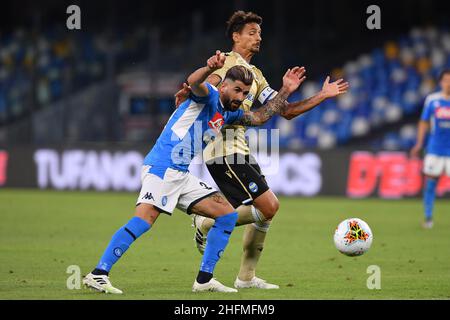 Cafaro/LaPresse 28 giugno 2020 Napoli, Italia sport soccer Napoli vs Spal - Campionato Italiano Calcio League A TIM 2019/2020 - Stadio San Paolo. Nella foto: Elseid Hysaj (SSC Napoli) Foto Stock