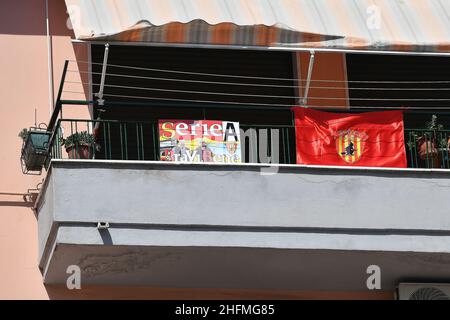 Cafaro/LaPresse 29 giugno 2020 Benevento, Italia sport soccer Benevento vs Juve Stabia - Campionato Italiano di calcio BKT 2019/2020 - Stadio Vigorito. Nella foto: Backstage per le celebrazioni la promozione in Serie A del Team Benevento Foto Stock