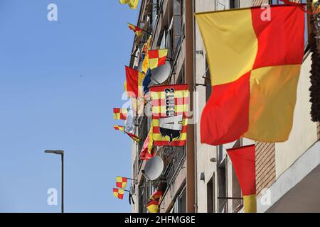 Cafaro/LaPresse 29 giugno 2020 Benevento, Italia sport soccer Benevento vs Juve Stabia - Campionato Italiano di calcio BKT 2019/2020 - Stadio Vigorito. Nella foto: Backstage per le celebrazioni la promozione in Serie A del Team Benevento Foto Stock