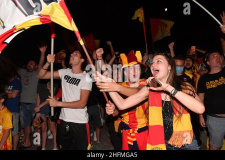 Cafaro/LaPresse 29 giugno 2020 Benevento, Italia sport soccer Benevento vs Juve Stabia - Campionato Italiano di calcio BKT 2019/2020 - Stadio Vigorito. Nella foto: Benevento celebra la promozione in Serie A. Foto Stock