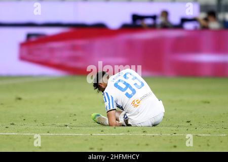 LaPresse/Filippo Rubin 1 luglio 2020 Ferrara (Italia) Sport Soccer Spal vs Milan - Campionato Italiano di Calcio Lega A 2019/2020 - Stadio "Paolo Mazza" nella foto: MOHAMED TARIFFE INFORTUNIO Foto Stock