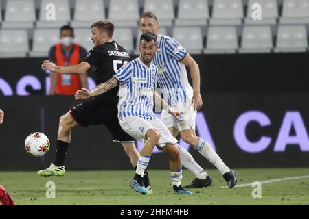 LaPresse/Filippo Rubin 1 luglio 2020 Ferrara (Italia) Sport Soccer Spal vs Milan - Campionato Italiano di Calcio Lega A 2019/2020 - Stadio "Paolo Mazza" nella foto: MIRKO VALDIFIORI (SPAL) Foto Stock