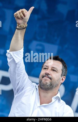 Roberto Monaldo / LaPresse 04-07-2020 Roma (Italia) dimostrazione del centro-destra "insieme per l'Italia del lavoro" nella foto Matteo Salvini Foto Stock