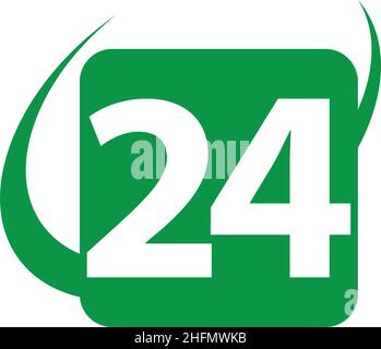 24 ore, 24 ore su 24, icona, pulsante Illustrazione Vettoriale