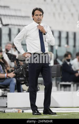 Marco Alpozzi/LaPresse 20 luglio 2020 Torino, Italia sport soccer Juventus vs Lazio - Campionato Italiano Calcio League A TIM 2019/2020 - Stadio Allianz nella foto: Simone Inzaghi (S.S. Lazio); Foto Stock