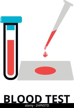 Moderna illustrazione vettoriale del disegno a linea piatta modificabile, concetto di icona di analisi del sangue, per grafica e web design Illustrazione Vettoriale