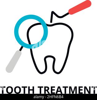 Moderna illustrazione vettoriale del disegno a linea piatta modificabile, concetto di icona del trattamento dei denti, per disegno grafico e web Illustrazione Vettoriale