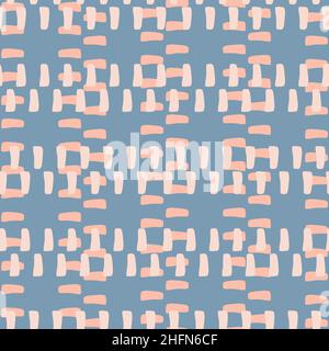 Retrò astratto griglia mosaico vettore pattern senza giunture. Sfondo misto di geo tessitura astratta. Stile moderno. Mattonellato Loose colore blocco geometrico tessuto Illustrazione Vettoriale