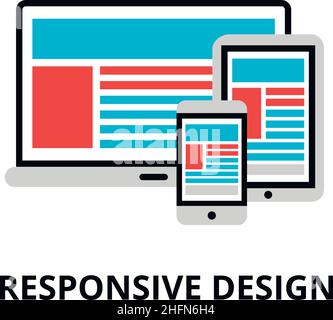 Moderna illustrazione vettoriale del design a linea piatta modificabile, concetto di icona del design reattivo, per grafica e web design Illustrazione Vettoriale