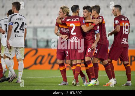 Fabio Rossi/AS Roma/LaPresse 01/08/2020 Torino (Italia) Sport Soccer Juventus-Roma Campionato Italiano Calcio Serie A Tim 2019/2020 - Stadio Allianz nella foto: Foto Stock