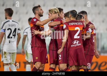 Fabio Rossi/AS Roma/LaPresse 01/08/2020 Torino (Italia) Sport Soccer Juventus-Roma Campionato Italiano Calcio Serie A Tim 2019/2020 - Stadio Allianz nella foto: Foto Stock