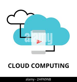 Illustrazione vettoriale di design piatto moderno, icona di cloud computing, per grafica e web design Illustrazione Vettoriale