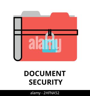 Disegno moderno flat vettoriale, icona di sicurezza del documento, per grafica e web design Illustrazione Vettoriale