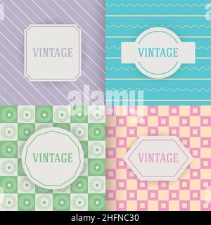 Set di modelli vintage, illustrazione vettoriale, per web e grafica Illustrazione Vettoriale