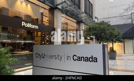 Vancouver, Canada - gennaio 8,2022: Vista del segno City University of Seattle in Canada Foto Stock