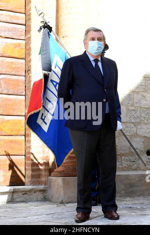 LaPresse - Jennifer Lorenzini 20 Agosto 2020 Cetona - si - (Italia) News funerali di Cesare Romiti - Cetona - Siena nella foto: Maurizio Romiti Foto Stock