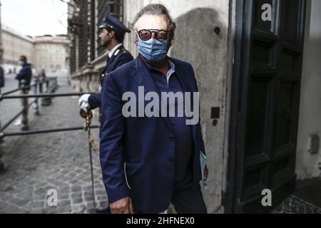 Cecilia Fabiano/LaPresse Settembre 02 , 2020 Roma (Italia) News: Il sindaco di Lampedusa Tot&#xf2; martello e il governatore nello Musumeci convocati dal presidente Conte a Palazzo Chigi nella foto : Tot&#xf2; martello Foto Stock