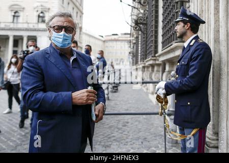 Cecilia Fabiano/LaPresse Settembre 02 , 2020 Roma (Italia) News: Il sindaco di Lampedusa Tot&#xf2; martello e il governatore nello Musumeci convocati dal presidente Conte a Palazzo Chigi nella foto : Tot&#xf2; martello Foto Stock