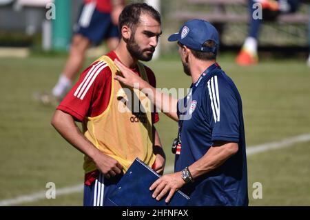 LaPresse/Alessandro Tocco 03 settembre 2020 Cagliari (Italia) Sport Soccer Cagliari Calcio 2020-2021 incontro Aritzo nella foto:AllenatoreEusebio di Francesco (Cagliari Calcio) Foto Stock