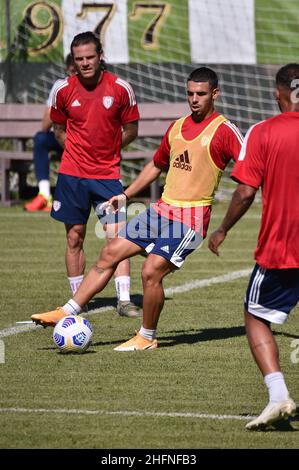 LaPresse/Alessandro Tocco 03 settembre 2020 Cagliari (Italia) Sport Soccer Cagliari Calcio 2020-2021 incontro Aritzo nella foto: Simone Pigna (Cagliari Calcio) Foto Stock