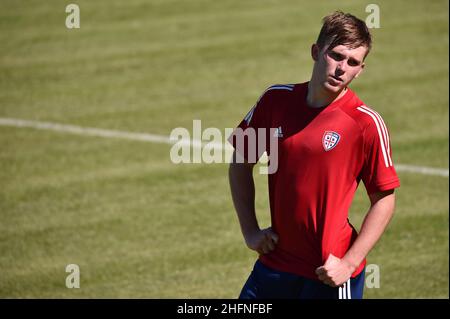 LaPresse/Alessandro Tocco 03 settembre 2020 Cagliari (Italia) Sport Soccer Cagliari Calcio 2020-2021 incontro Aritzo nella foto:Isaia Delpupo(Cagliari Calcio) Foto Stock