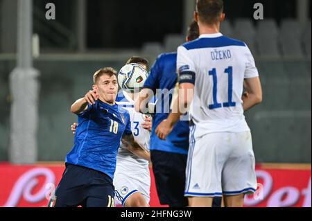 Massimo Paolone/LaPresse 4 settembre 2020 Firenze, Italia sport soccer Italia vs Bosnia ed Erzegovina - Lega delle Nazioni - Stadio "Artemio Franchi" nella foto: Nicololo Barella (Italia) in azione Foto Stock