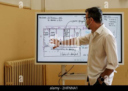 Cecilia Fabiano/LaPresse Settembre 10 , 2020 Roma (Italia) Notizie: Riapertura della scuola : organizzazione della scuola superiore JFKennedy nella foto : sede dell'istituto Foto Stock