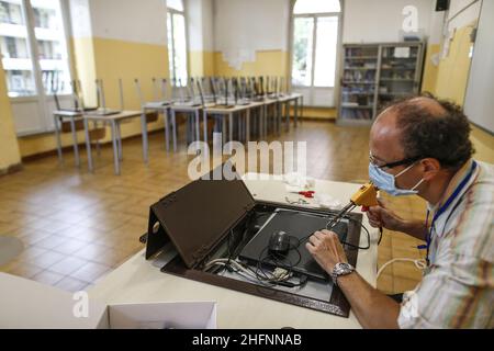 Cecilia Fabiano/LaPresse Settembre 10 , 2020 Roma (Italia) Notizie: Riapertura della scuola : organizzazione della scuola superiore JFKennedy nella foto : sede dell'istituto Foto Stock