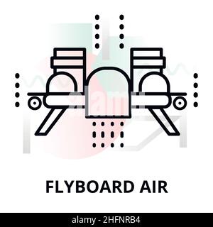 Icona astratta della tecnologia futura - aria flyboard su sfondo di forme geometriche a colori, per grafica e web design Illustrazione Vettoriale