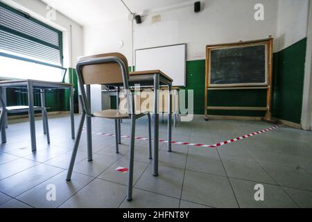 Cecilia Fabiano/LaPresse Settembre 01 , 2020 Roma (Italia) News: Post convivid 19 apertura della scuola: Il governo di Roma dona alla scuola superiore Augusto nuovi arredi per le classi nella foto : l'aula Foto Stock