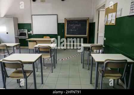 Cecilia Fabiano/LaPresse Settembre 01 , 2020 Roma (Italia) News: Post convivid 19 apertura della scuola: Il governo di Roma dona alla scuola superiore Augusto nuovi arredi per le classi nella foto : l'aula Foto Stock