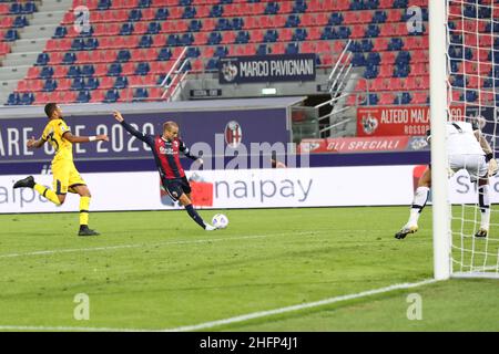 LaPresse/Filippo Rubin 28 settembre 2020 Bologna (Italia) Sport Soccer Bologna vs Parma - Campionato Italiano di Calcio Lega A 2020/2021 - “Renato Dall’Ara” Stadio nella foto: GOAL BOLOGNA RODRIGO PALACIO (BOLOGNA FC) Foto Stock