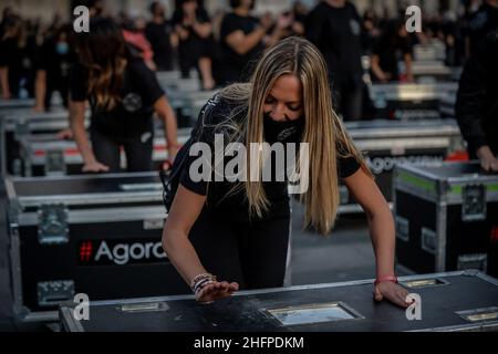 Claudio Furlan - LaPresse 10 Ottobre 2020 Milano (Italia) dimostrazione degli animatori Bauli in Piazza Foto Stock