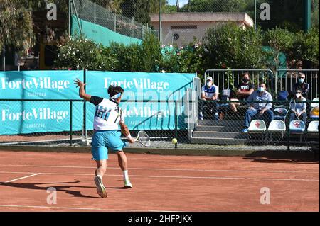 Alessandro Tocco/LaPresse 17 ottobre 2020 Santa Margherita di Pula, Cagliari (Italia) Sport Tennis, Forte Village Sardegna Open nella foto:Lorenzo Musetti Foto Stock